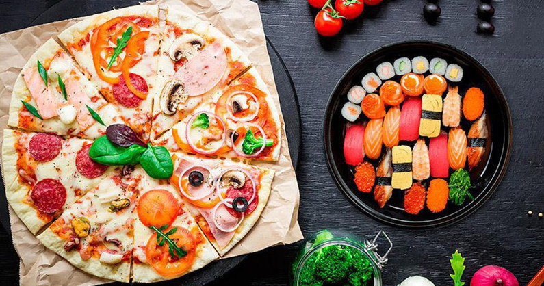 Суши-сеты, роллы, пицца, закуски, десерты от суши-маркета «Рисоварня».